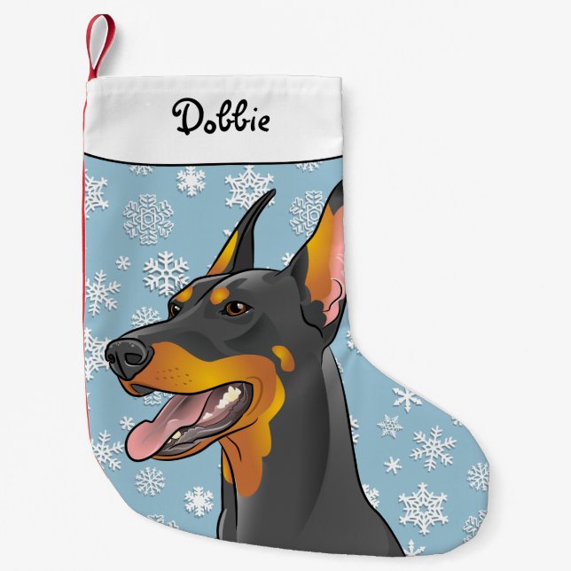 Frohe Weihnacht-Dobermann-Strumpf Kleiner Weihnachtsstrumpf (Vorderseite)
