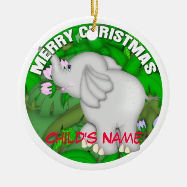 Frohe Weihnacht-Elefant Keramikornament (Vorne)