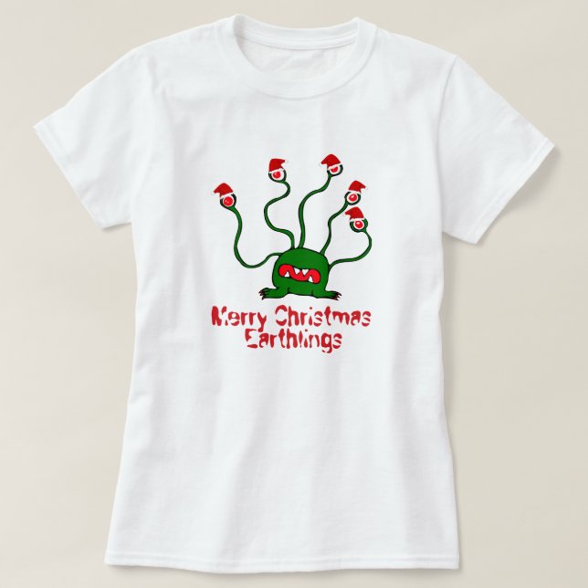 Frohe Weihnacht-Erdenbürger T-Shirt (Design vorne)