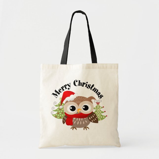 Frohe Weihnacht-Eulen-Taschen-Tasche Tragetasche (Vorne)