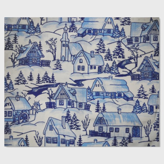 Frohe Weihnacht-Feiertage Olde-Weltwinter-Dorf Geschenkpapier (Flach)