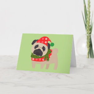 Frohe Weihnacht-Feiertags-Mops-Hund Feiertagskarte