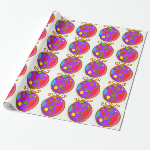 Frohe Weihnacht-Flitter-buntes lila Rot Geschenkpapier