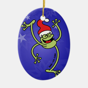 Frohe Weihnacht-Frosch Keramik Ornament