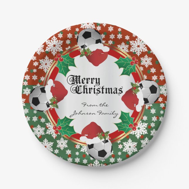 Frohe Weihnacht-Fußball-Liebhaber Pappteller (Vorderseite)