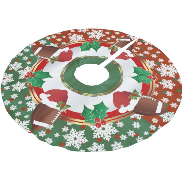 Frohe Weihnacht-Fußball-Liebhaber Polyester Weihnachtsbaumdecke (Schrägansicht)