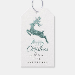 Frohe Weihnacht-Geschenk Script aquamarines weiße Geschenkanhänger