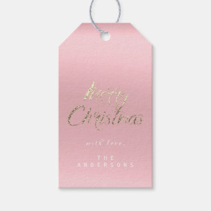 Frohe Weihnacht-Geschenk Script Goldpastellrosa Geschenkanhänger