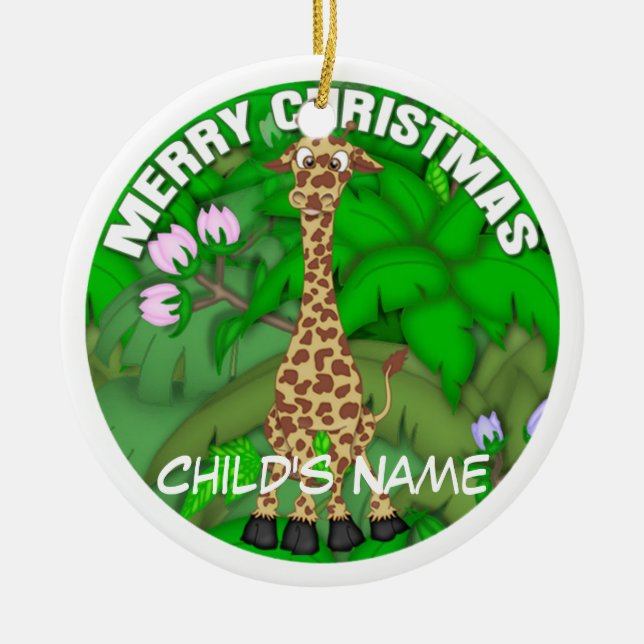 Frohe Weihnacht-Giraffe Keramikornament (Vorne)