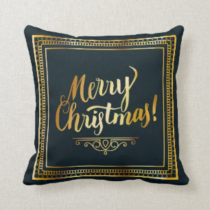 Frohe Weihnacht-goldene Skript-Typografie Kissen