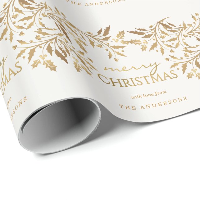 Frohe Weihnacht-GoldImitat-metallische Geschenkpapier (Rolleneckpunkt)