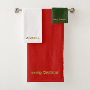Frohe Weihnacht-Goldmit Monogramm Bad-Tuch-Set Badhandtuch Set