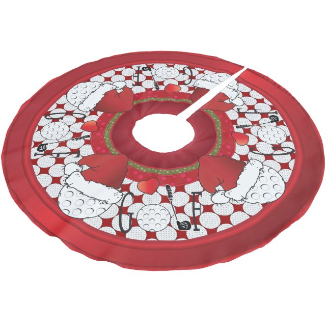 Frohe Weihnacht-Golf-Liebhaber Polyester Weihnachtsbaumdecke (Schrägansicht)