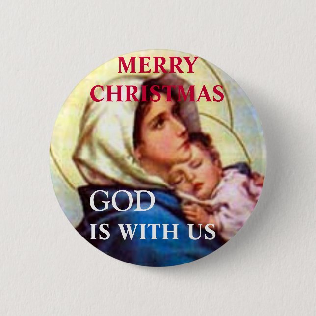 FROHE WEIHNACHT-GOTT IST MIT US-KNOPF BUTTON (Vorderseite)