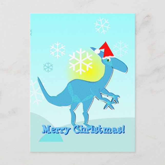 Frohe Weihnacht-Gruß-Dinosaurier-Postkarte Feiertagspostkarte (Vorderseite)