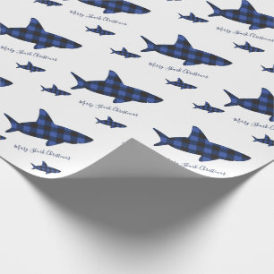 Frohe Weihnacht-Haifisch-blauer schwarzer Büffel Geschenkpapier