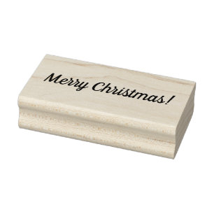 Frohe Weihnacht-hölzerner Block angebrachte Gummistempel