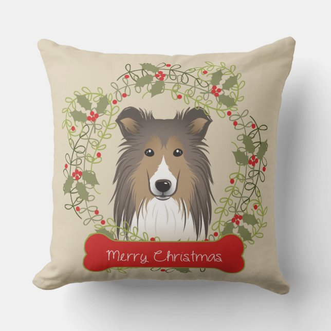 Frohe Weihnacht-Hundezucht Kissen (Vorderseite)