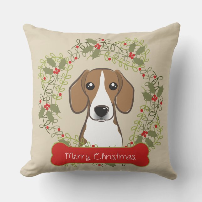 Frohe Weihnacht-Hundezucht Kissen (Vorderseite)