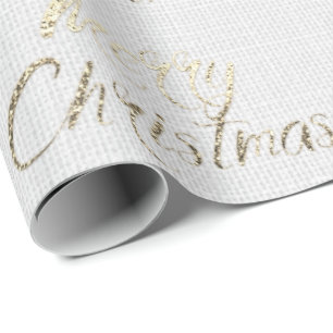 Frohe Weihnacht-Imitat-Goldleinwand-Leinen-Hütte Geschenkpapier