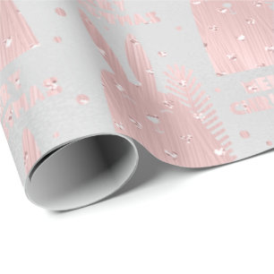 Frohe Weihnacht-Kaninchen-Rosa erröten Herz-Silbe Geschenkpapier