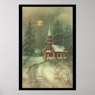 Frohe Weihnacht-Kirchen-Plakat Poster