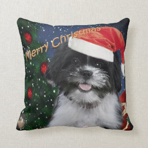 Frohe Weihnacht-Kissen Shih Tzu Kissen