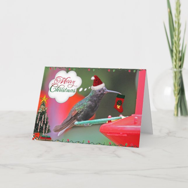 Frohe Weihnacht-Kolibri Feiertagskarte (Vorderseite)