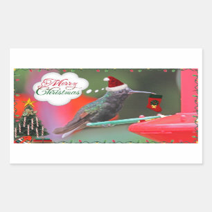 Frohe Weihnacht-Kolibri Rechteckiger Aufkleber