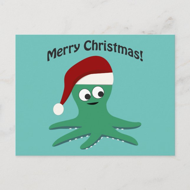 Frohe Weihnacht-Krake Feiertagspostkarte (Vorderseite)