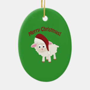 Frohe Weihnacht-Lamm Keramikornament