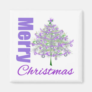 Frohe Weihnacht-lila Thema-Weihnachtsbaum Magnet