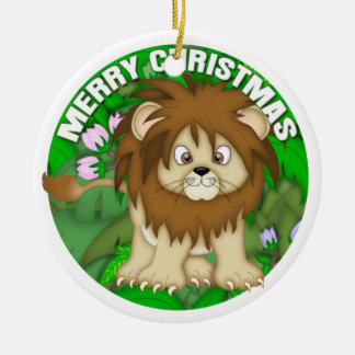 Frohe Weihnacht-Löwe Keramikornament