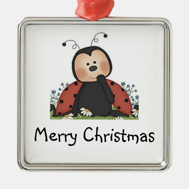 Frohe Weihnacht-Marienkäfer Ornament Aus Metall (Vorne)