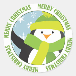 Frohe Weihnacht-Pinguin-Aufkleber Runder Aufkleber
