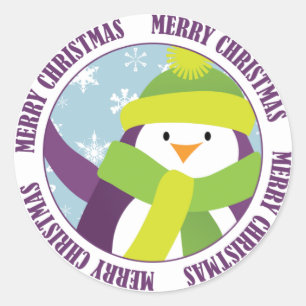 Frohe Weihnacht-Pinguin-Aufkleber Runder Aufkleber