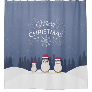 Frohe Weihnacht-Pinguin-Duschvorhang Duschvorhang