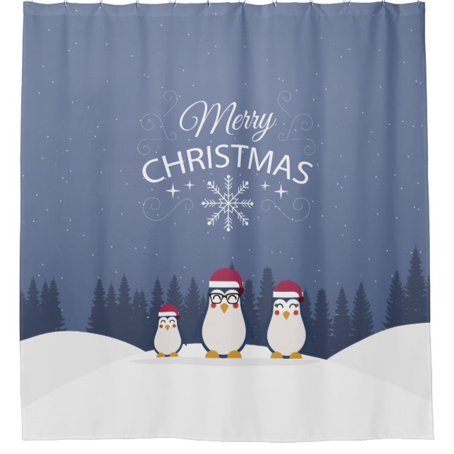 Frohe Weihnacht-Pinguin-Duschvorhang Duschvorhang (Vorderseite)