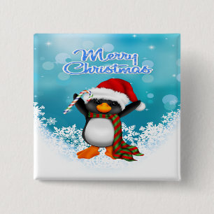 Frohe Weihnacht-Pinguin-Quadrat-Knopf Button