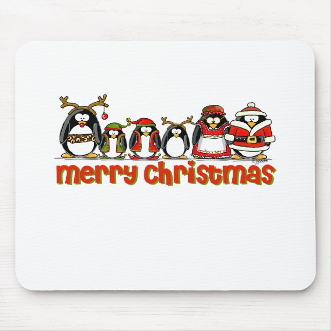 Frohe Weihnacht-Pinguine Mousepad (Vorne)