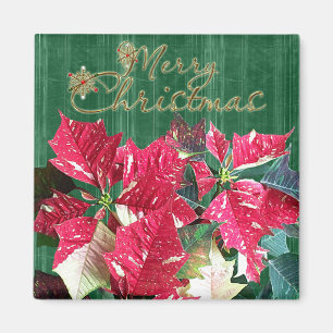 Frohe Weihnacht-Poinsettia-Magnet Magnet