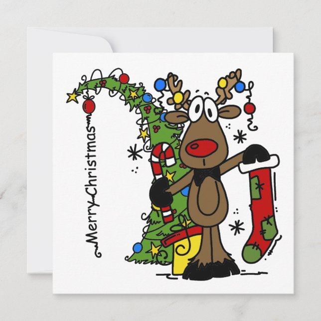 Frohe Weihnacht-Ren Feiertagskarte (Vorderseite)