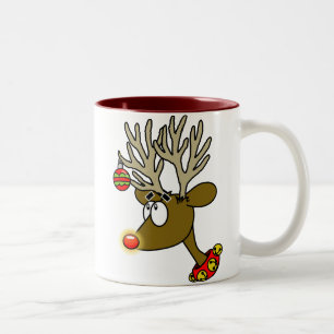 Frohe Weihnacht-Ren-Kaffeetasse Zweifarbige Tasse