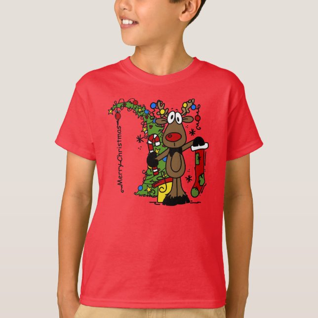 Frohe Weihnacht-Ren T-Shirt (Vorderseite)