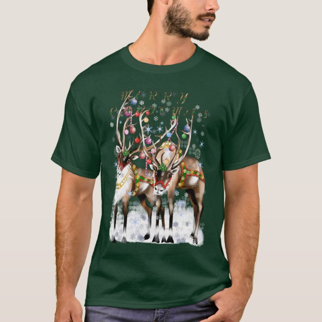 Frohe Weihnacht-Ren-T-Shirts T-Shirt (Vorderseite)