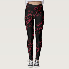 Frohe Weihnacht-rote Glitzer-Schwarz-Leggings Leggings