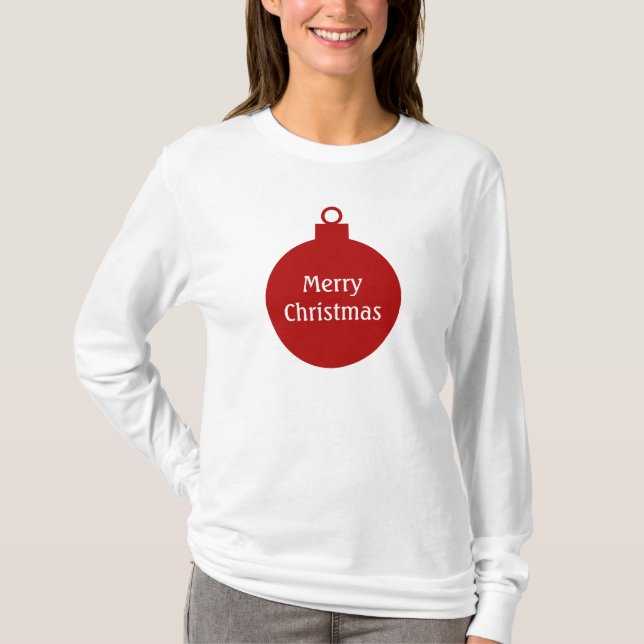 Frohe Weihnacht-rote Verzierungs-personalisierter T-Shirt (Vorderseite)