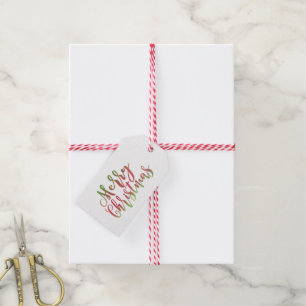 Frohe Weihnacht-rotes und grünes Aquarell Geschenkanhänger