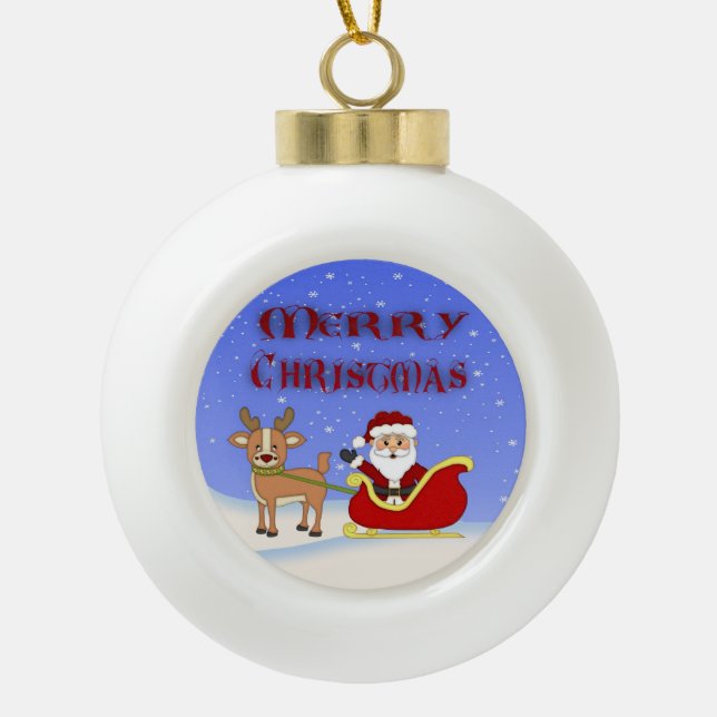 Frohe Weihnacht-Sankt-Keramik-Ball-Verzierungen Keramik Kugel-Ornament (Vorderseite)