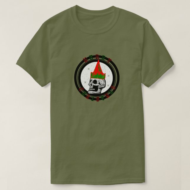 Frohe Weihnacht-Schädel - T-Shirt (Design vorne)